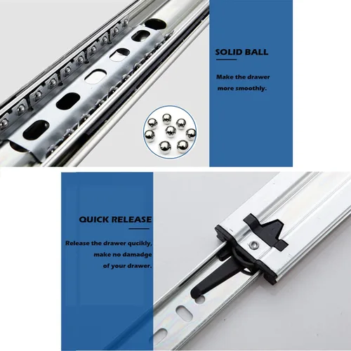 Vista 4 de Gobrico Deslizadores de cajones de cierre suave de 22 pulgadas, caminos de cajones de extensión completa resistentes, rieles de cajón de rodamiento