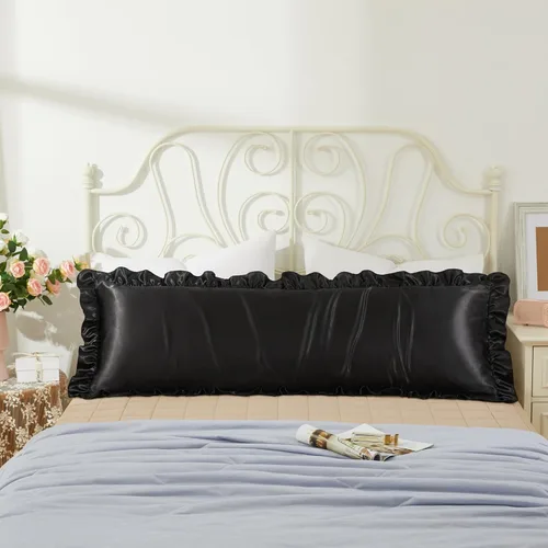 Vista 29 de Fundas de almohada de satén sedosas con volantes para cabello y piel, juego de 2 fundas de almohada de seda blanca tamaño Queen con cierre de sobre