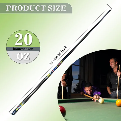 Vista 5 de HomeSeason 58" Pool Cue Stick 18oz Billiard Birch Wood 13mm Tip Cue Sticks Professional Low Deflection Pool Sticks with Cue Case