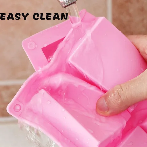 Vista 4 de Paquete de 3 moldes de silicona para jabón, 6 cavidades, molde de jabón de silicona rectangular, ovalado y formas de flores, moldes de jabón