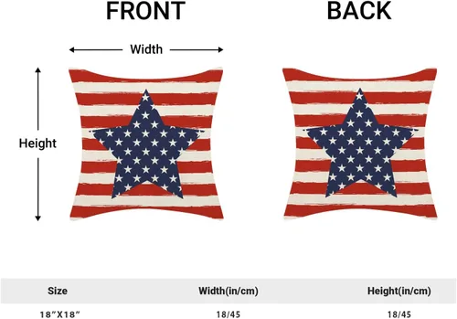 Vista 43 de Juego de 2 fundas de almohada de 16 x 16 pulgadas, diseño de estrellas azules del Día de la Independencia, almohadas decorativas para exteriores