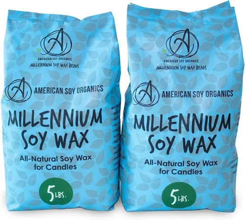 Vista 3 de American Soy Organics - Bolsa de 5 libras de cera de soja natural Millennium Wax para hacer velas