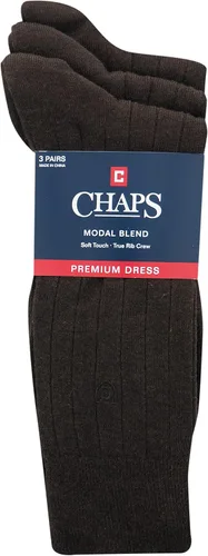 Vista 4 de Chaps Men's Soft Touch True Rib Dress Crew Socks-3 Pair Pack-Modal Blend and Embroidered Detail