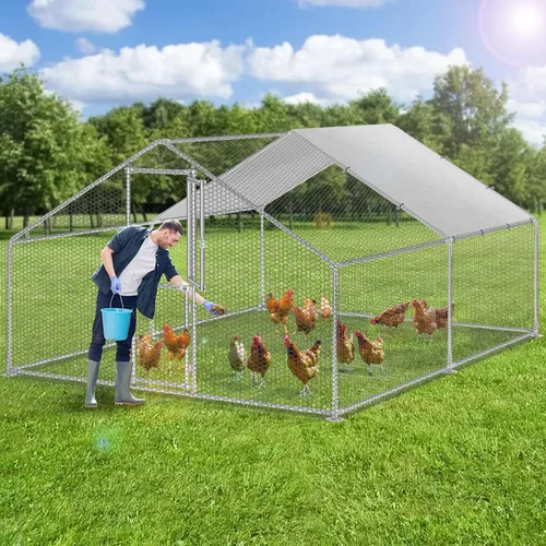 Vista 10 de YITAHOME Gallinero de madera grande de 11.5 pies ² con 2 cajas de anidación, jaula para aves de corral, jaula de conejos, jaula de pato con techo