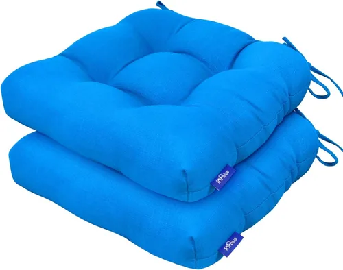 Vista 73 de Cojines de mimbre copetudos de 3 piezas para muebles de patio, cojines de mimbre para sillas de exterior con lazos, cojines de mimbre repelentes al