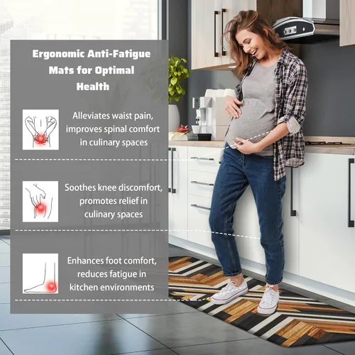 Vista 4 de Tyrot Juego de 2 alfombras de cocina con diseño azteca occidental, antifatiga, acolchadas, bohemias, para suelo, rústicas, estilo granja