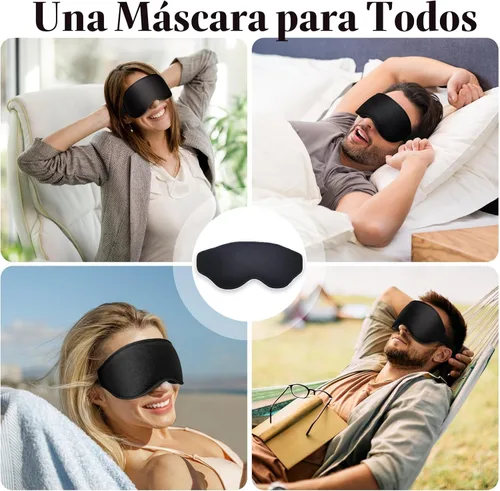 Vista 8 de Máscara de ojos 3D para dormir para hombres y mujeres, 100% libre de presión y bloqueo de luz, máscara de ojos para dormir con correa ajustable