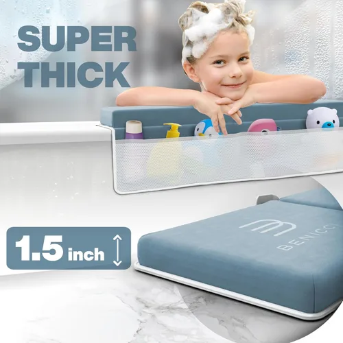 Vista 4 de Cómoda almohadilla para arrodillarse en el baño y apoyo para codos para padres que bañan bebés - Tapete de espuma sin dolor con bolsillos