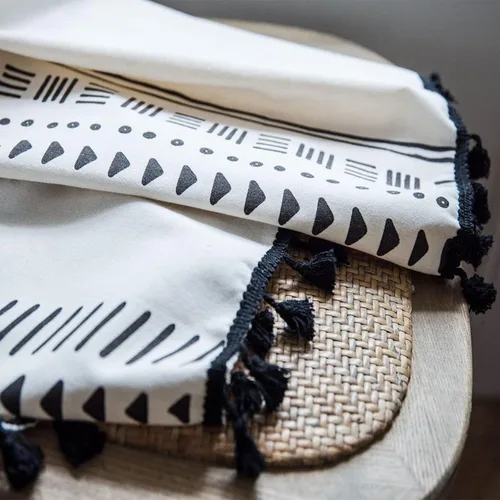 Vista 5 de Cortinas de lino bohemio de estilo rústico con bolsillo para barra, cortinas semiopacas para sala de estar, juego de 2 paneles de cortina, cortinas