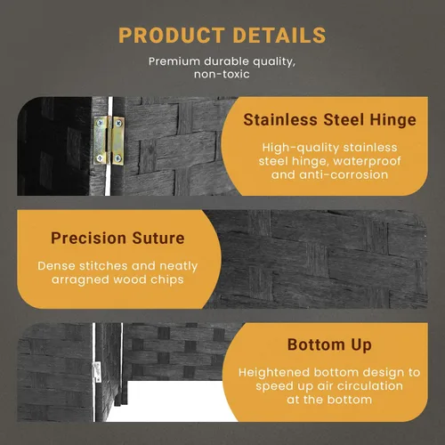 Vista 13 de 4 paneles separadores de habitación, pantalla plegable de madera, pantallas de privacidad, paneles plegables, divisor de pared para interiores