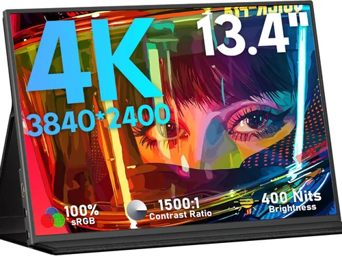 KEEPTIME Monitor portátil 4K de 13.3 pulgadas 3840 x 2160 UHD USB-C HDMI, monitor para laptop, 100% sRGB IPS pantalla de juegos para computadora HDR
