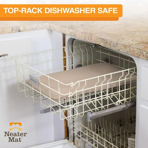 Vista 25 de Neater Pet Brands Neater Mat Tapete de comida para gatos y perros, mantel individual de silicona impermeable y sin BPA con borde elevado para debajo