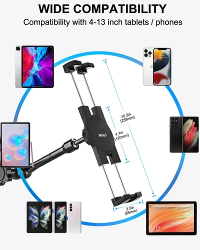 Vista 8 de woleyi Soporte de tableta de coche resistente para techo corredizo - [Ventosa fuerte] Soporte de tableta para parabrisas para camión con brazo