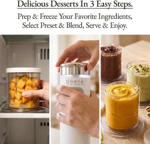 Vista 4 de Heladera 3 tazas, 5 presets Sorbet Milkshake Slushy, 160W Gris