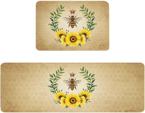 Juego de 2 alfombrillas de cocina acolchadas y antifatiga para estar de pie, impermeables, juego de alfombras de cocina para el hogar, oficina,