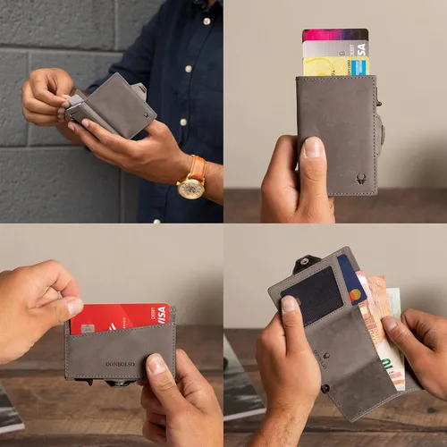 Vista 2 de DONBOLSO Cartera Flip I Slim Wallet con Flip Case I Tarjetero para hasta 10 tarjetas