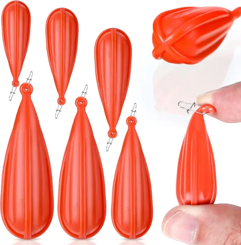 6 tapones de práctica de pesca, 6 tamaños mixtos, enchufe de práctica de cebo naranja para niños que mejoran las habilidades de lanzamiento (1/5oz,