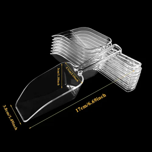 Vista 5 de Paquete combinado de 12, 6 pinzas de plástico para servir, mini pinzas de cocina, pinzas de cocina y 6 cucharas de plástico transparente