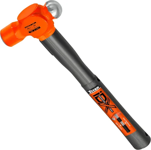 Titan iDX 63624 Martillo de bola de 24 onzas con mango indestructible de 14 pulgadas reforzado con placas de bloqueo de acero y barras de acero,