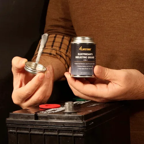 Vista 4 de Grasa de silicona dieléctrica con arandelas de poste de terminal de batería - Lubricante impermeable y no conductor para aplicaciones eléctricas