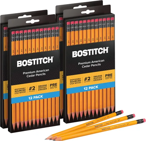 Vista 11 de Bostitch Office Premium - Lápices #2, madera de cedro americano, preafilados, grafito HB, paquete de 24 unidades (BACP12Y-2PK)