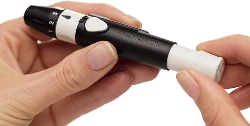 Vista 3 de Ascensia MICROLET NEXT - Dispositivo de punción ajustable para pruebas de glucosa en sangre de diabetes, 5 ajustes de profundidad, deslizamiento