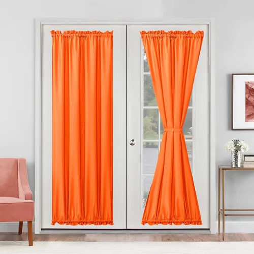 Vista 47 de Hiasan Cortinas francesas para puerta de privacidad, cortina frontal semitransparente con bolsillo para barra para ventana de puerta, 1 panel