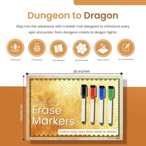 Vista 3 de IT'S A SKIN DND - Tapete de juego de batalla – Mapa de mazmorras y dragones de 36 x 24 pulgadas para juegos de rol, Warhammer, mesa de cuadrícula