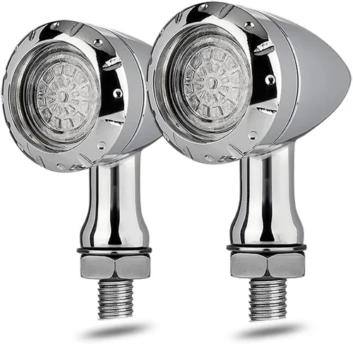 Vista 7 de Luz de señal de giro trasera tipo bala para motocicleta, 4 cables, indicador LED compatible con Chopper Bobber Harley Softail Iron Cruiser Honda