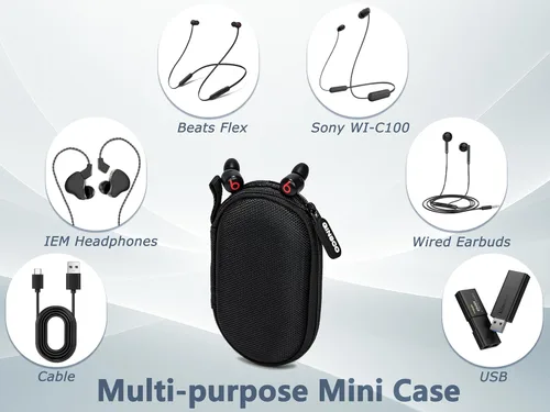 Vista 6 de Ginsco Estuche Mini-Portátil para Auriculares Beats Flex Inalámbricos con Micrófono Integrado, para Auriculares Apple EarPods con Cable/Auriculares