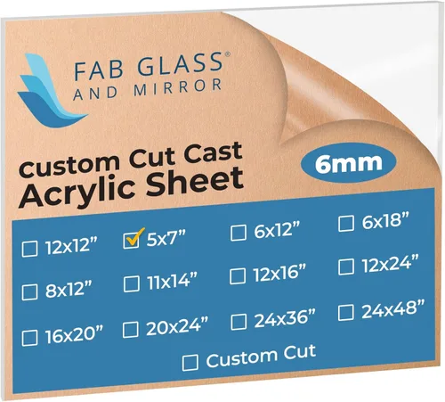 Vista 17 de Fab Glass and Mirror Hoja de Plexiglás Acrílico de Plástico PET de 6"x12"x 1/2" (12mm) de Grosor con Película Protectora, Peso Ligero para Proyectos