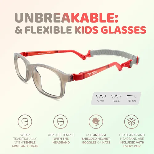 Vista 2 de Tempo Gafas irrompibles para niños Gafas flexibles de moda para niños 3004