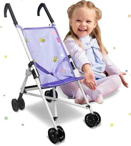 Vista 14 de Anivia Colección de muñecas de bebé, cochecito de muñeca con diseño de corazón, regalos para niños pequeños y niñas, cochecito de muñeca plegable