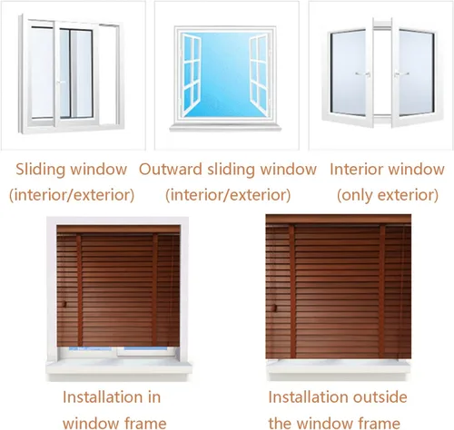 Vista 7 de Persianas venecianas de madera real, ventana con efecto de grano de madera, persiana veneciana filtrante de luz, cortinas de privacidad de fácil