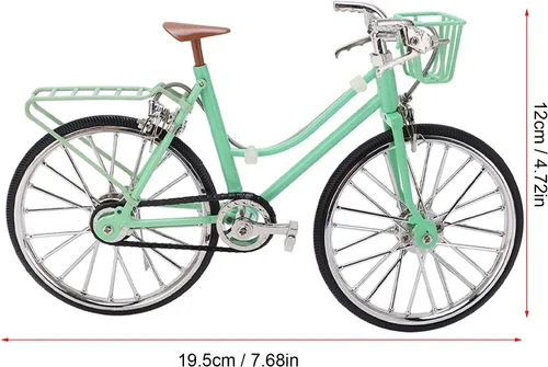 Vista 6 de Modelo de bicicleta de metal, mini figuras de bicicleta de dedo de escritorio, juguete en miniatura, retro, mini modelo, bicicleta, adornos