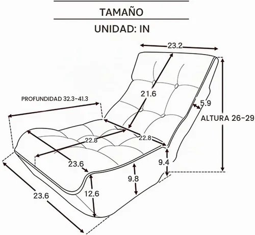 Vista 2 de Chaise Sillón de descanso interiores. Silla de piso ajustable de 3 ángulos. Sillón de sofá plegable para adolescentes y adultos. Silla cómoda