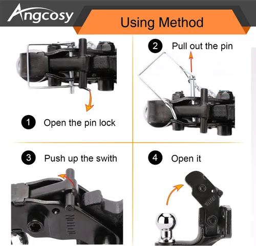 Vista 5 de Gancho de perno de 10 toneladas para enganches de remolque, gancho receptor, bola de enganche de 2-5/16 pulgadas con kit de montaje, 20000 libras