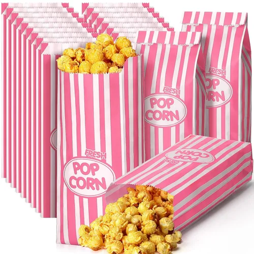 Vista 8 de Sherr 1000 Piezas Bolsas de Palomitas de Maíz de 1 Onza a Granel Negras con Rayas Retro Desechables para Noches de Película Navidad Circo Carnaval