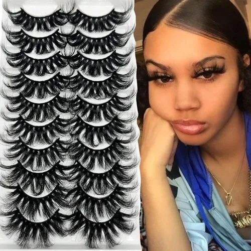 Vista 9 de Pestañas de ojo de gato, aspecto natural, finas, esponjosas, de 0.59 pulgadas, cortas, de visón de zorro, paquete de pestañas postizas de visón