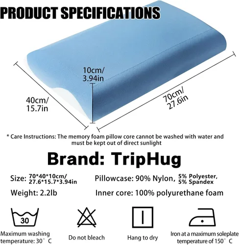 Vista 6 de Almohada refrescante de espuma viscoelástica – Soporte ergonómico para cuello y columna vertebral, almohada de cama transpirable para dormir