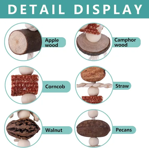 Vista 3 de Juguete de loro extra grande, juguete de madera natural para masticar desgarrador gris africano, loros amazónicos, guacamayos, razas medianas