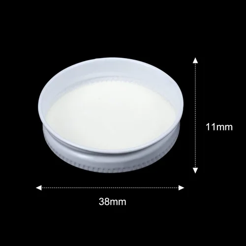 Vista 2 de Patelai 36 tapas blancas de 1.496 pulgadas, tapas de rosca de metal de hojalata con pegamento de relleno blanco que se adaptan a la mayoría