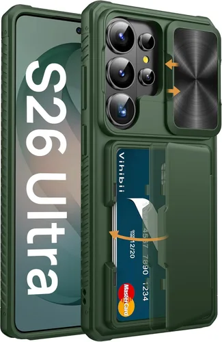 Vista 47 de Vihibii Funda para Samsung Galaxy S25 con tarjetero (4 tarjetas), [bloqueo RFID] y cubierta de cámara deslizante y protección contra caídas de grado