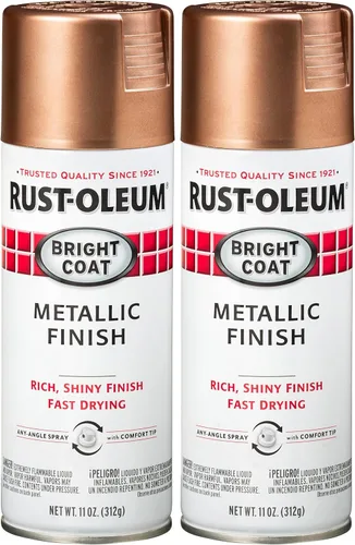 Stops Rust Rust-Oleum 344733 Pintura en aerosol metálica brillante de 11 onzas, oro rosa (paquete de 2)
