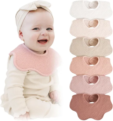Vista 11 de Konssy Baberos de muselina para bebé 100% algodón absorbente tipo bandana para babeo y dentición, set de 6 para bebés niños y niñas
