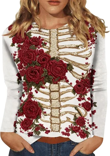 Vista 31 de Camisetas de manga larga para mujer, blusas elegantes y casuales con cuello redondo para mujer #00-Beige