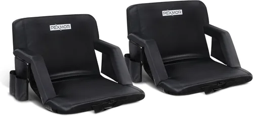 Vista 8 de PEXMOR Folding Stadium Seats for Bleachers w/Back Support,Bleacher Chair w/Cushion & Armrest, Portable Padded Stadium Chair w/Pockets, Carrying Bag