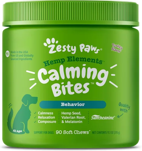Vista 9 de Zesty Paws Masticables calmantes para perros, para el estrés diario, relajación, compostura y separación, tocino 90
