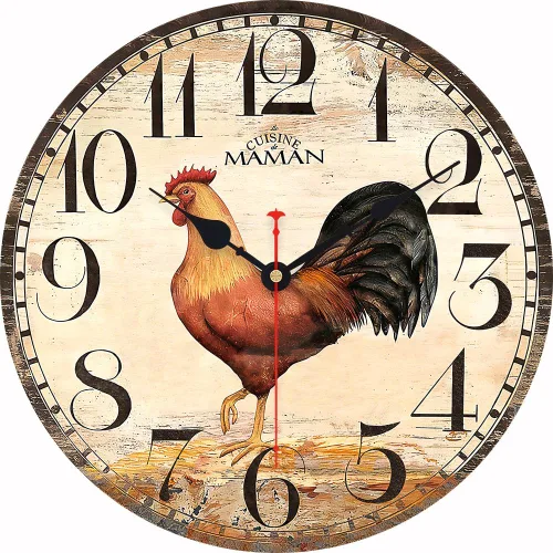 Vista 9 de Reloj de pared silencioso redondo sin tictac reloj de pared de cuarzo rústico rústico vintage de 14 pulgadas, funciona con pilas, fácil de leer