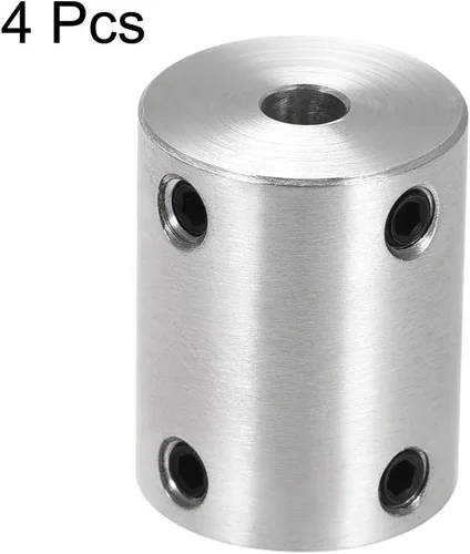 Vista 3 de uxcell Juego de acoplamiento rígido de 0.197 in a 0.197 in Tornillo L25XD20 aleación de aluminio, conector de acoplador de eje, accesorios de motor